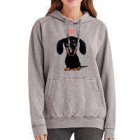 Black And Tan Dachshund With Heart  Cute Cartoon Wiener Dog Vintage Hoodie | Artistshot