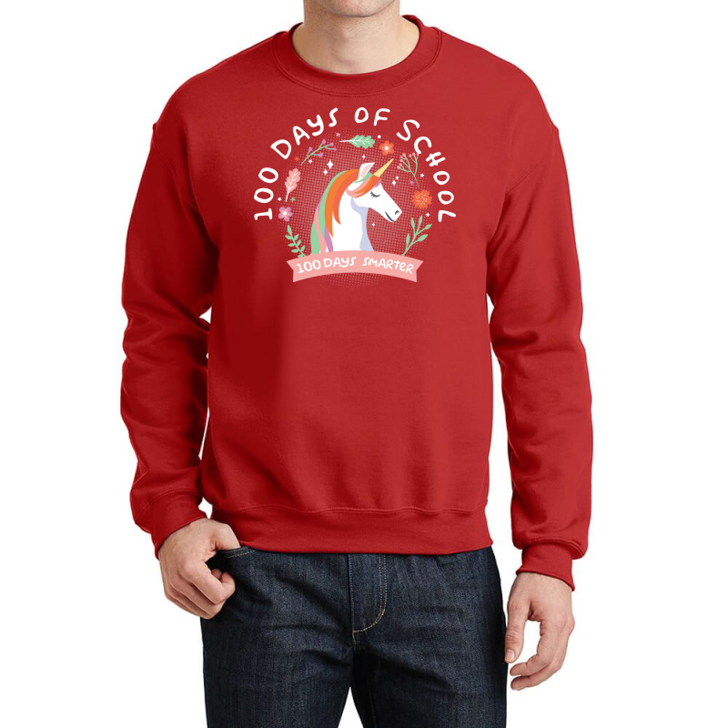 100 Days Of School 100 Days Smarter Quote Crewneck Sweatshirt | Artistshot