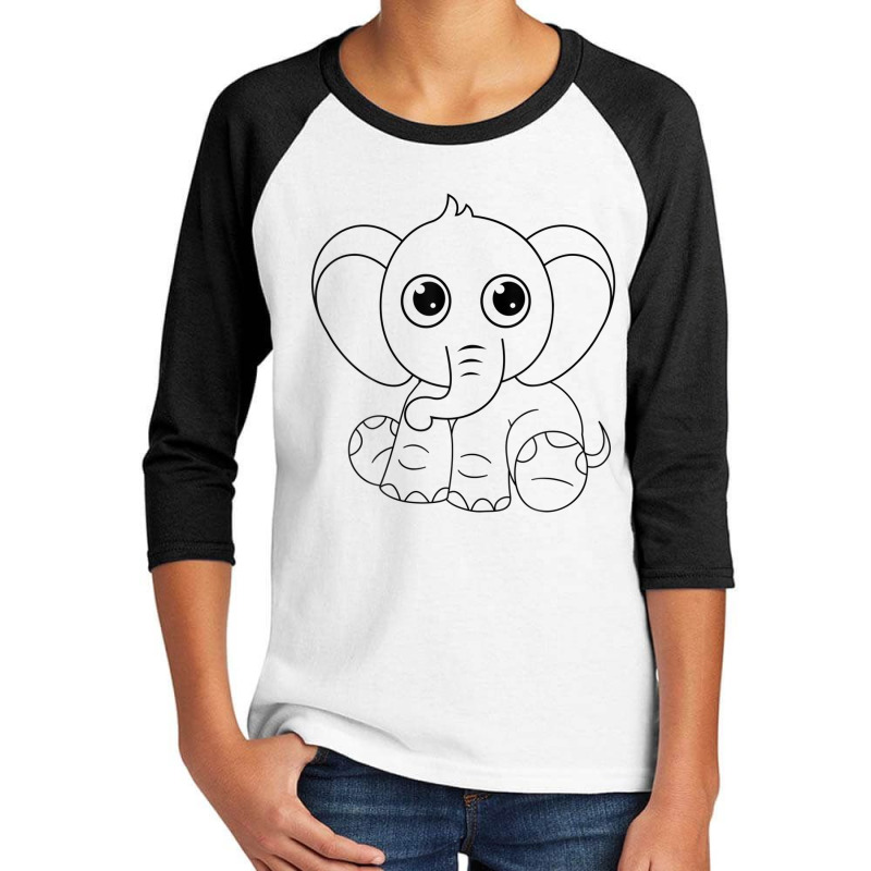 Cute Elephant Sitting Down Youth 3/4 Sleeve | Artistshot