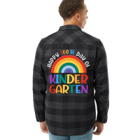 Happy 100th Day Of School Kindergarten Teacher Girls Rainbow 80s Flannel Shirt | Artistshot