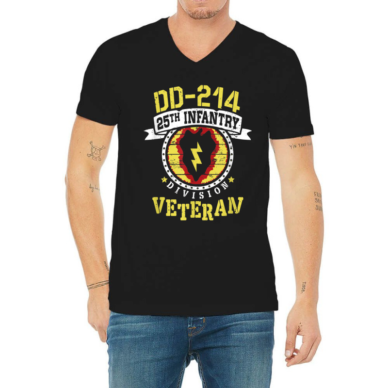 25th Infantry Division Patch Tropic Lightning Dd-214 Veteran V-Neck Tee by ALFREDMCGOWAN | Artistshot