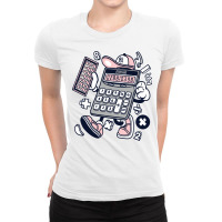 A Calculator Wearing A Hat That Looks Like It's Running Ladies Fitted T-shirt | Artistshot