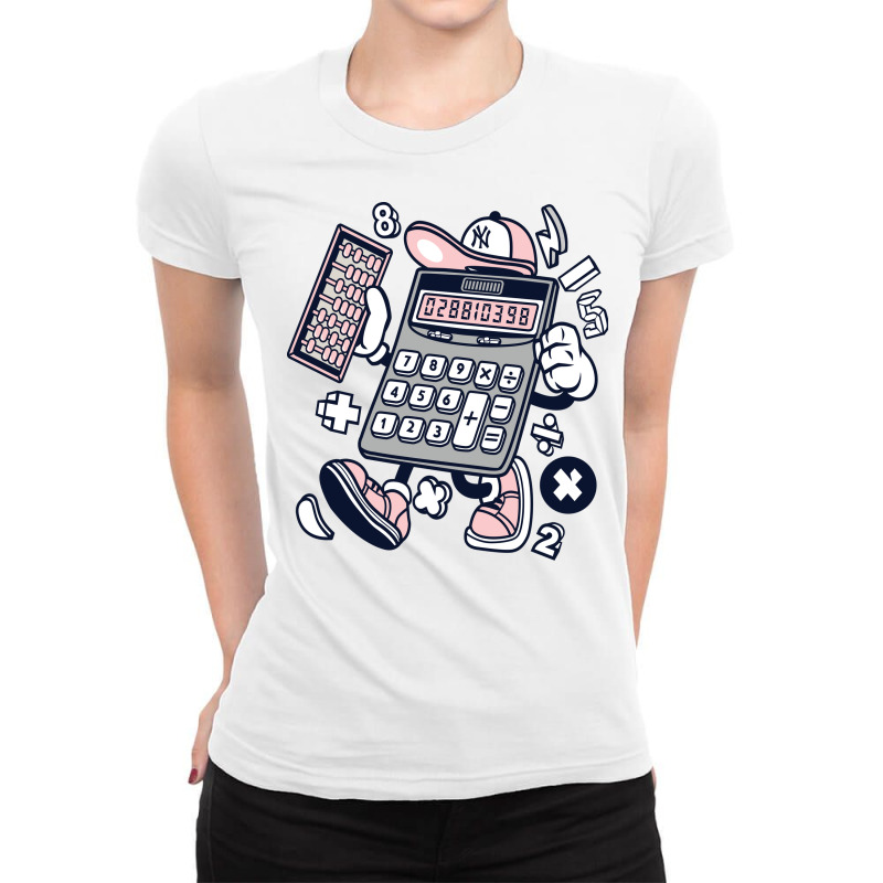 A Calculator Wearing A Hat That Looks Like It's Running Ladies Fitted T-Shirt by Rezahelmi | Artistshot