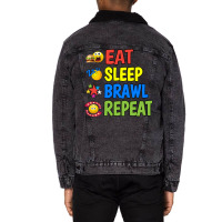 Eat Sleep Brawl Repeat 70s Unisex Sherpa-lined Denim Jacket | Artistshot