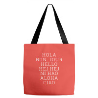 Hello 7 Languages Hola Bonjour Ni Hao Chinese French Italian Tote Bags | Artistshot