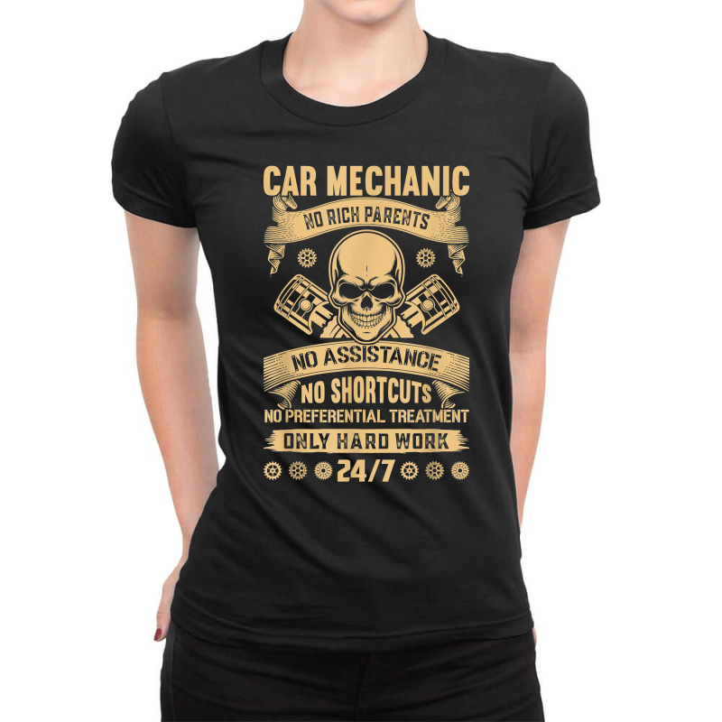 Mechanic Handyman Workshop Mechanical Engineer Car Vehicle T Shirt Ladies Fitted T-Shirt by kaykemyjoa | Artistshot