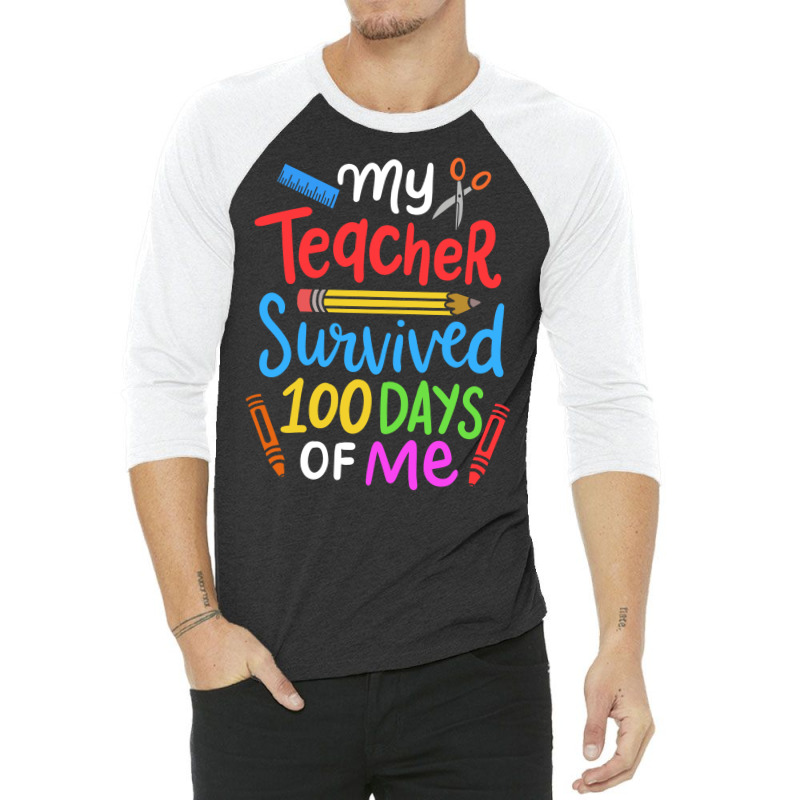 100 Days Of School Student Cute 3/4 Sleeve Shirt | Artistshot