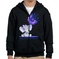 Hot Trend Osteogenesis Imperfecta Awareness Cute Elephant Sunflower Bl Youth Zipper Hoodie | Artistshot