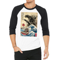 Orca In Japan Woodblock Nature 3/4 Sleeve Shirt | Artistshot