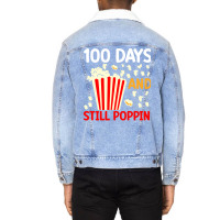 100th Day Of School 100 Days And Still Poppin Green Unisex Sherpa-lined Denim Jacket | Artistshot