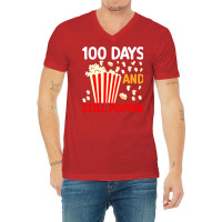 100th Day Of School 100 Days And Still Poppin Green V-neck Tee | Artistshot