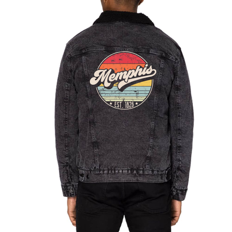 Hot Trend Retro Memphis Tn Home City 70s Style Sunset Unisex Sherpa-Lined Denim Jacket by haodinhvan1 | Artistshot