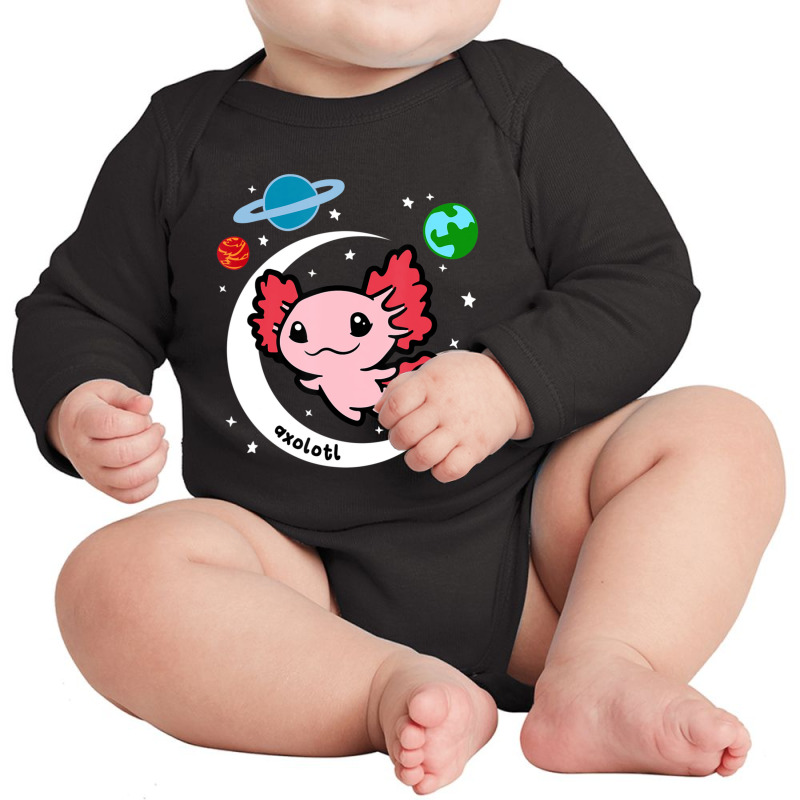 Artistshort Trending Cute Axolotl Lover Funny Space Salamander Astron Long Sleeve Baby Bodysuit by femalesbaubles | Artistshot