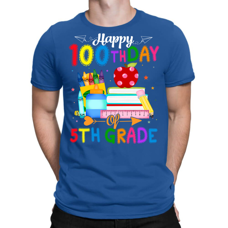 Happy 100th Day Of 5th Grade Teacher 100 Days Of School Boys Stars T-shirt | Artistshot