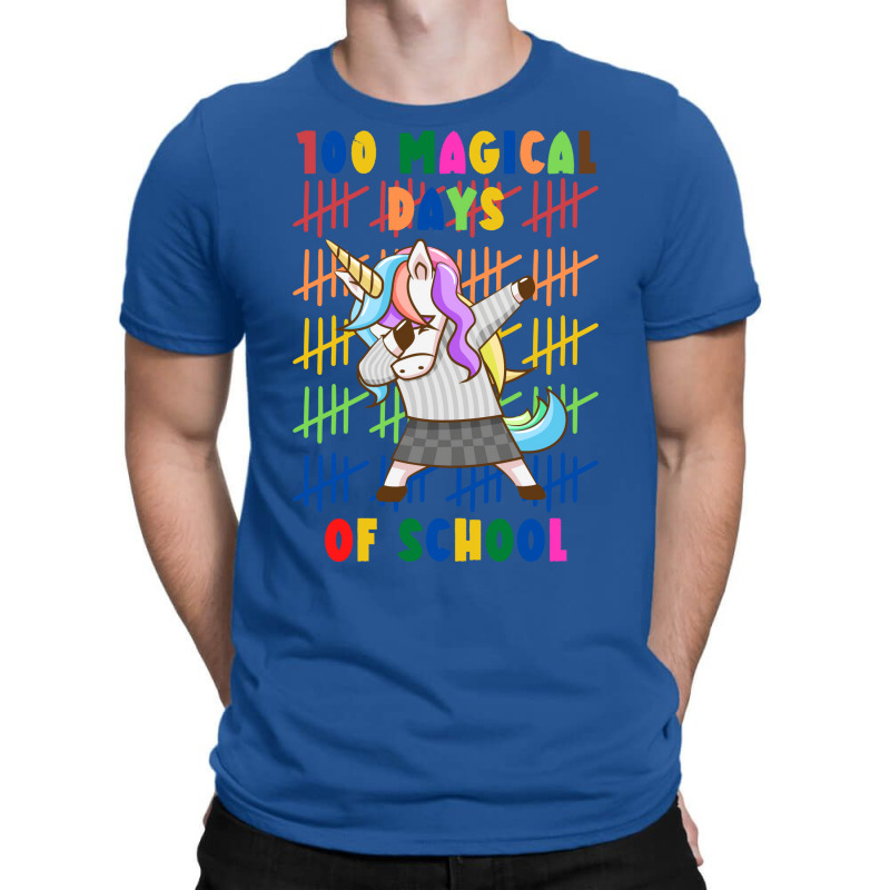 100 Magical Days Of School Unicorn Yellow Red T-shirt | Artistshot