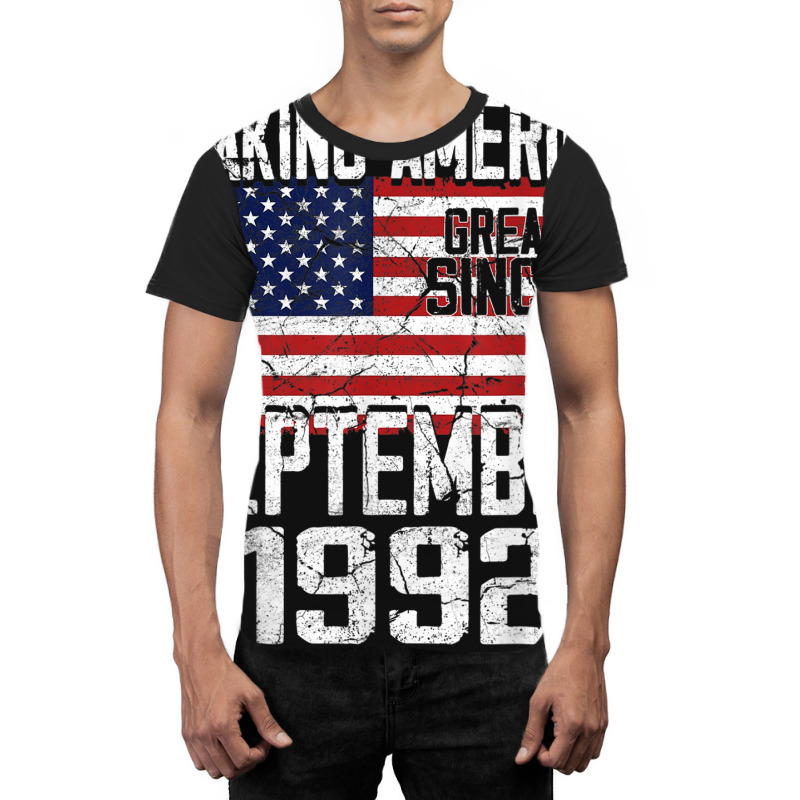 28th Birthday Gift September 1992 American Flag 28 Years Old Graphic T-shirt by ALFREDMCGOWAN | Artistshot