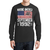 28th Birthday Gift September 1992 American Flag 28 Years Old Long Sleeve Shirts | Artistshot