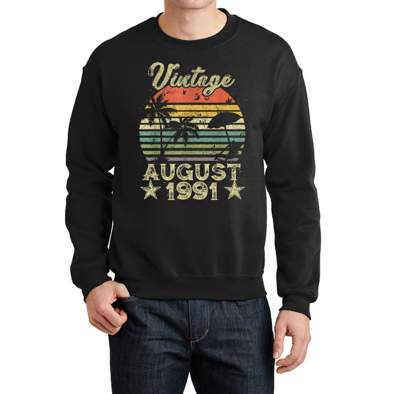 28th Birthday Gift Vintage 28 Years Old August 1991 S Crewneck Sweatshirt by ALFREDMCGOWAN | Artistshot