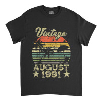 28th Birthday Gift Vintage 28 Years Old August 1991 S Classic T-shirt | Artistshot