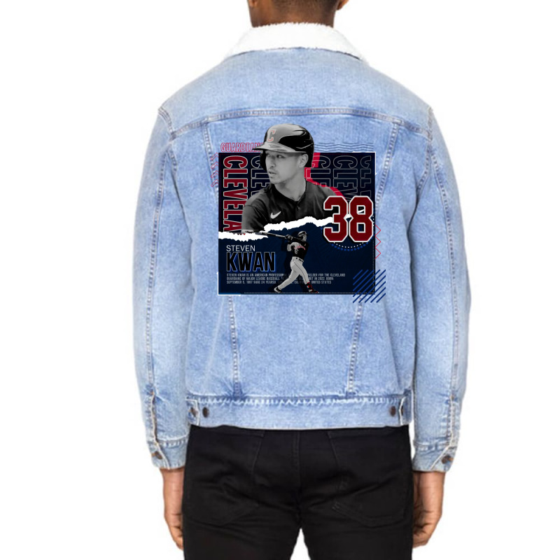 Steven Kwan Baseball Paper Poster Guardians Boy Unisex Sherpa-lined Denim Jacket | Artistshot