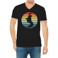 Hip Hop T  Shirt Break Dance Silhouette On A Distressed Retro Sunset D V-neck Tee | Artistshot