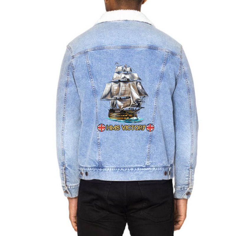 Great Britain Royal Navy Ship Of The Line Hms Victory Unisex Sherpa-lined Denim Jacket | Artistshot