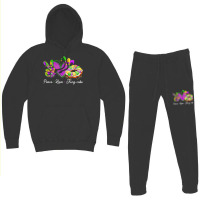 Peace Love King Cake Funny Mardi Gras Party Carnival Gift Hoodie & Jogger Set | Artistshot