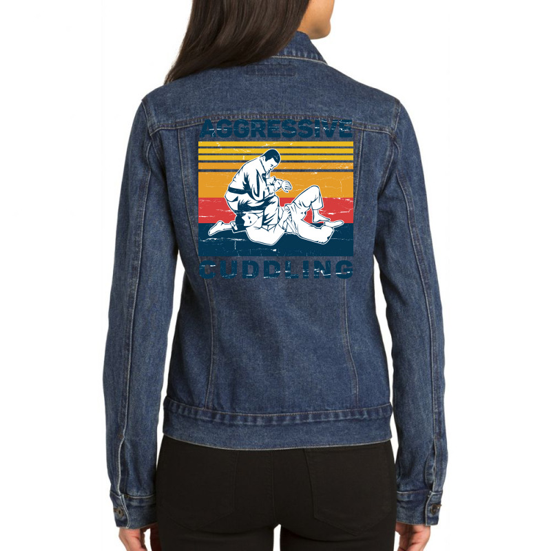 Jiu Jitsu  Vintage Jiu Jitsu Aggressive Cuddling 80s Ladies Denim Jacket by soumiacmedd | Artistshot