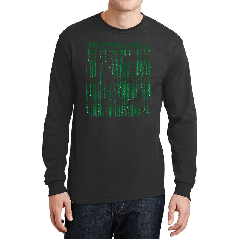 Limited Edition T-shirt  Black Matrix Green Code Long Sleeve Shirts by Bostic Walling | Artistshot