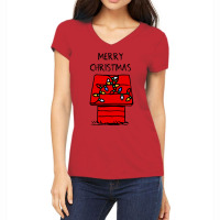 Christmas Doghouse Vintage Women's V-neck T-shirt | Artistshot