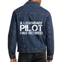 A Legendary Pilot Has Retired Retirement Copilot Men Denim Jacket | Artistshot