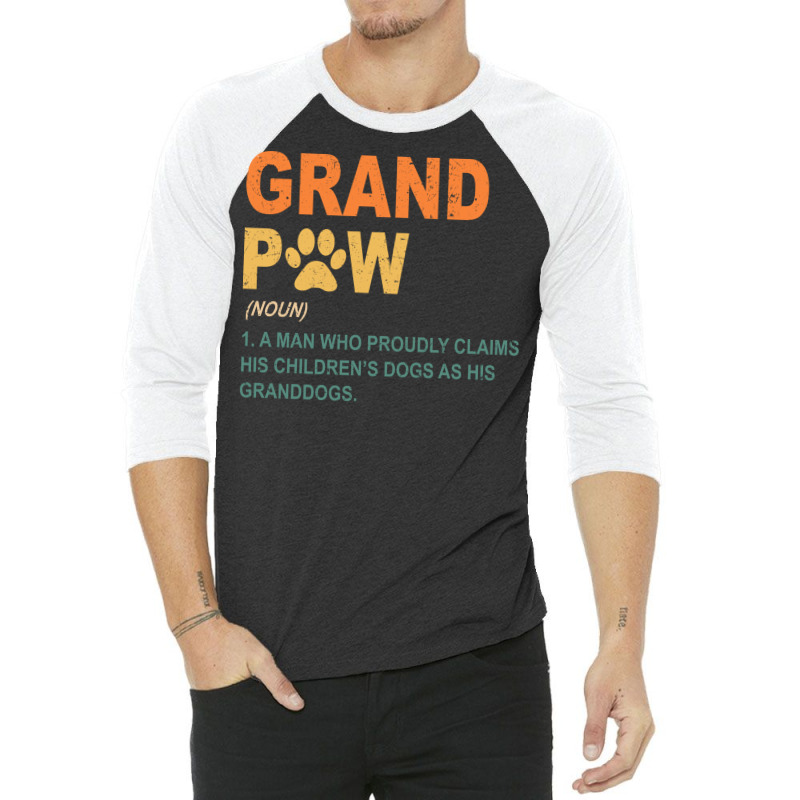 Funny Best Dog Grandpa Ever Grandpaw Apparel Retro Grand Paw Nature 3/4 Sleeve Shirt | Artistshot