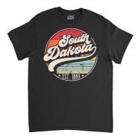 Limited Edition Retro South Dakota Home State Sd Cool 70s Style Sunset Classic T-shirt | Artistshot