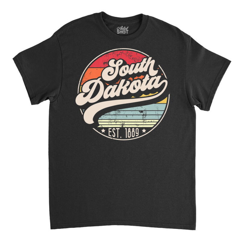 Limited Edition Retro South Dakota Home State Sd Cool 70s Style Sunset Classic T-shirt | Artistshot