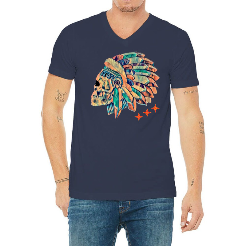 Indian Skull Chief Travel V-Neck Tee by tindalberkay9 | Artistshot