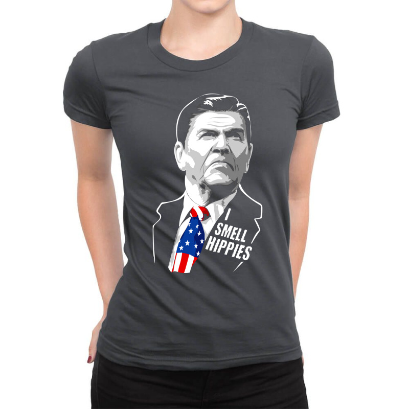 Funny I Smell Hippies Vintage Ronald Reagan Ladies Fitted T-Shirt by fiilipkuytfq | Artistshot