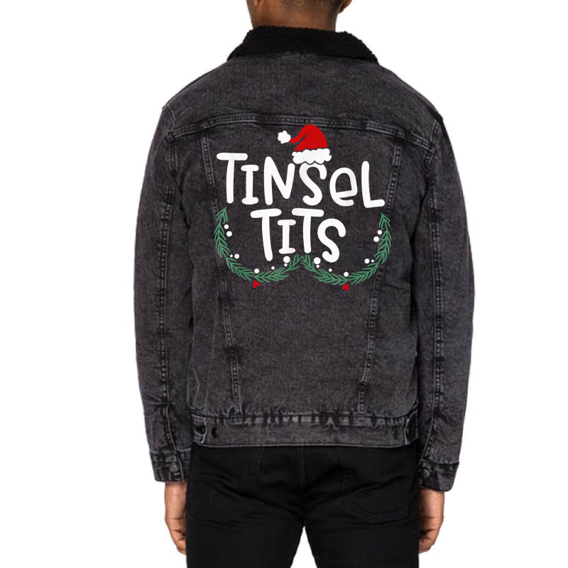 Tinsel Tits And Jingle Balls Funny Matching Christmas Couple Hippie Unisex Sherpa-lined Denim Jacket | Artistshot