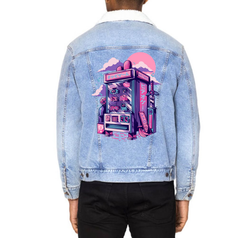 Retro Gaming Machine Unisex Sherpa-lined Denim Jacket | Artistshot