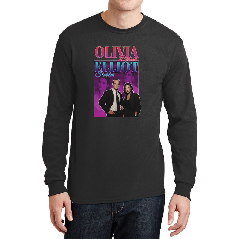 Olivia Benson & Elliot Stabler 90s Inspired Vintage Homage Condensed Long Sleeve Shirts | Artistshot