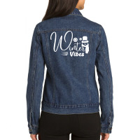 Winter Vibes Quote Gift Ladies Denim Jacket | Artistshot