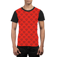 Love Heart In Red Color Pattern Red Graphic T-shirt | Artistshot