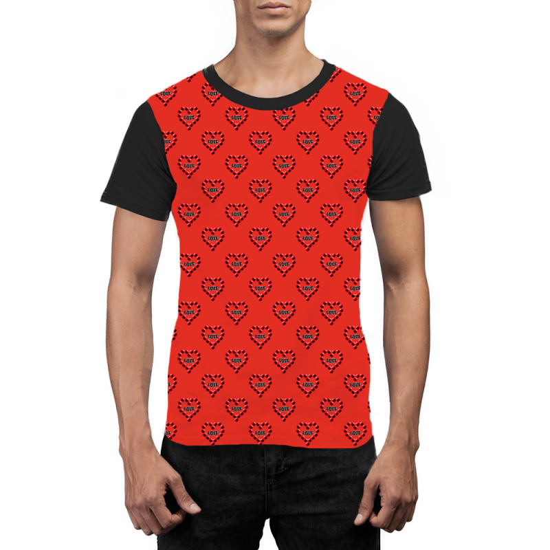 Love Heart In Red Color Pattern Red Graphic T-shirt by quningakaara8 | Artistshot