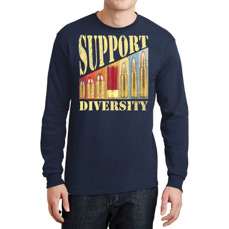 Support Diversity Gun Bullets Veteran Soldier Vintage Girl Long Sleeve Shirts | Artistshot