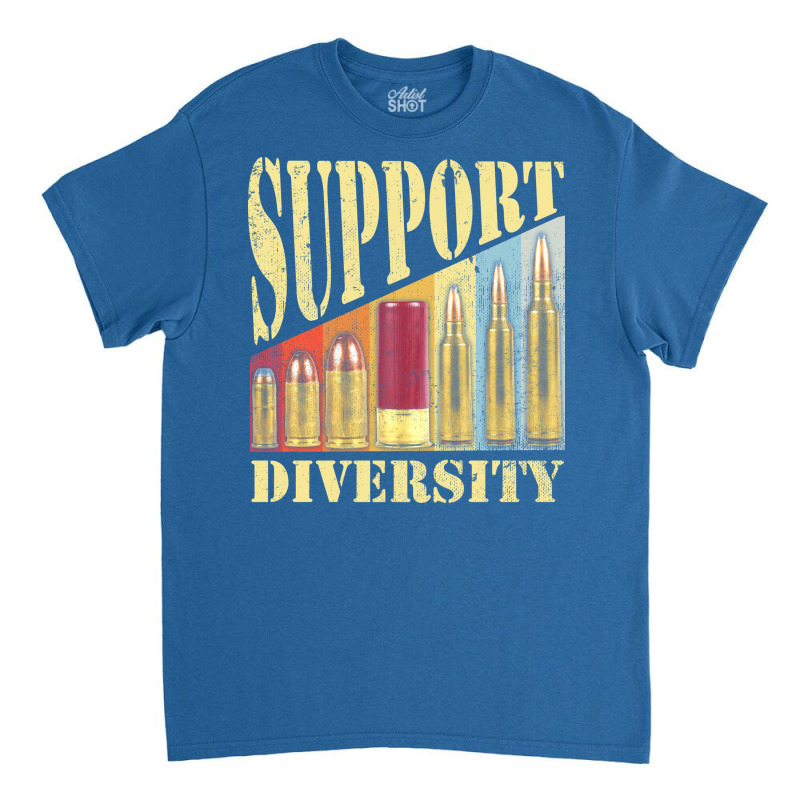 Support Diversity Gun Bullets Veteran Soldier Vintage Girl Classic T-shirt | Artistshot