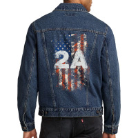 2a Second Amendment American Flag Grunge Gift Men Denim Jacket | Artistshot