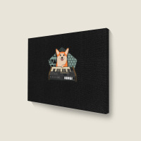 Funny Synthesizer Fan Korgi Corgi Dog Lover Landscape Canvas Print | Artistshot