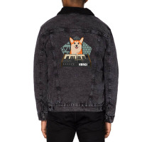 Funny Synthesizer Fan Korgi Corgi Dog Lover Unisex Sherpa-lined Denim Jacket | Artistshot