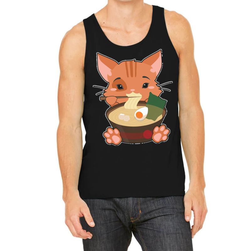 Japanese T  Shirt Anime Cute Cat Japanese Ramen Noodles Kawaii Gift De Tank Top | Artistshot