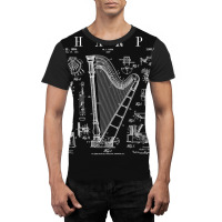 Harp Vintage Patent Harpist Drawing Print .png Graphic T-shirt | Artistshot