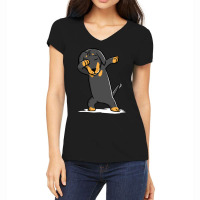 Trending Dabbing Dachshund Funny Doxie Women's V-neck T-shirt | Artistshot